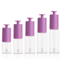 Glass Bottle with Plastic Purple T-shaped Push-button Pipette Cap